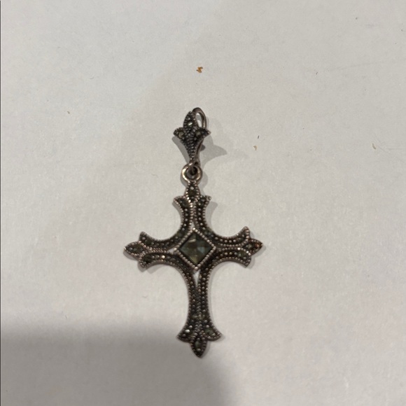 Jewelry - Sterling Silver Cross Pendant with Marcasite